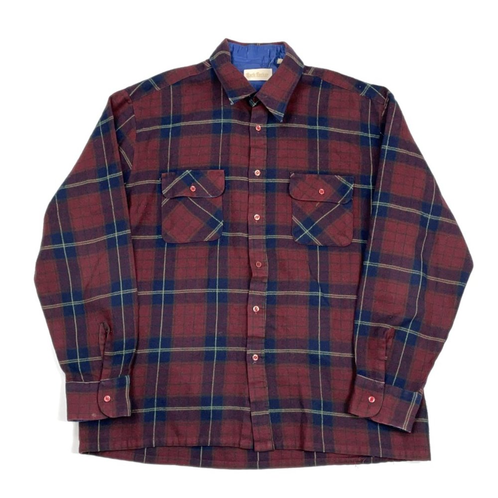 VTG 90s Grunge Flannel Shirt Straight Hem Plaid
